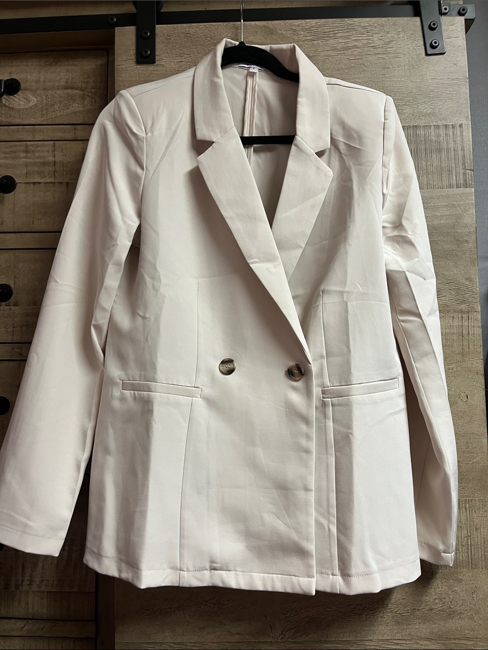 Double-Breasted Cream Blazer Jacket